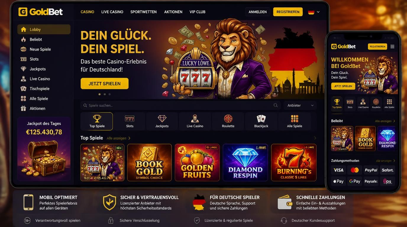 GoldBet Casino als erste Wahl für Spieler in Deutschland mit übersichtlicher Spielauswahl und mobiler Nutzung